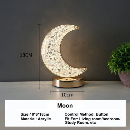 Stellora 3D Crystal LED Night Light - Rechargeable Touch Dimmable Lamp