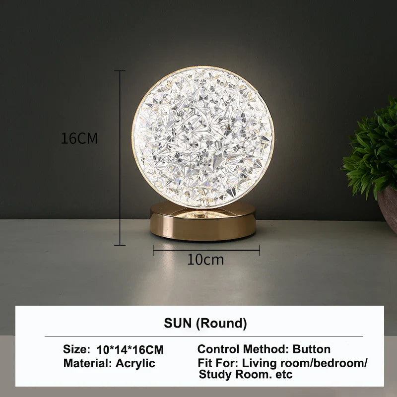 Stellora 3D Crystal LED Night Light - Rechargeable Touch Dimmable Lamp