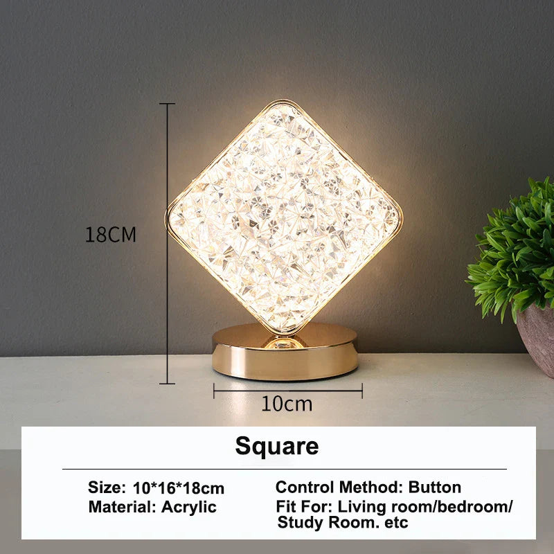 Stellora 3D Crystal LED Night Light - Rechargeable Touch Dimmable Lamp