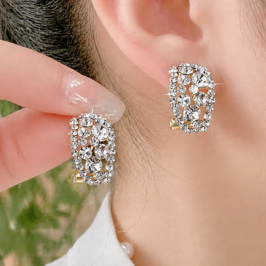 Sterling Alloy Diamond Hoop Earrings – Mother's Day Gift