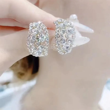 Sterling Alloy Diamond Hoop Earrings – Mother's Day Gift