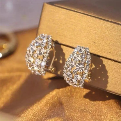 Sterling Alloy Diamond Hoop Earrings – Mother's Day Gift