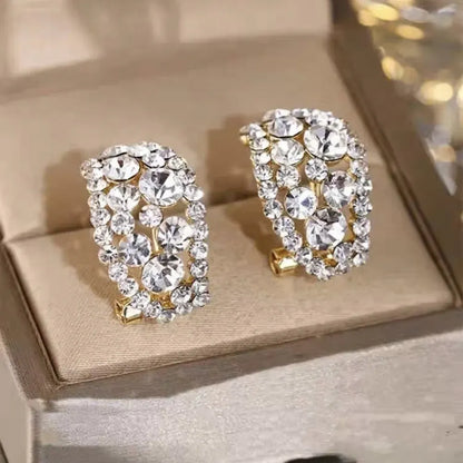 Sterling Alloy Diamond Hoop Earrings – Mother's Day Gift