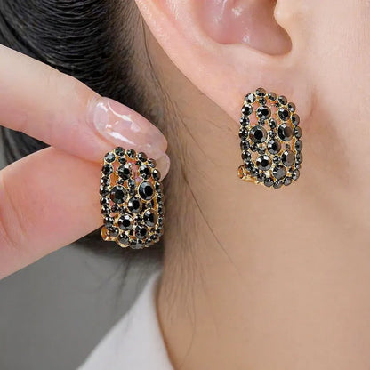 Sterling Alloy Diamond Hoop Earrings – Mother's Day Gift