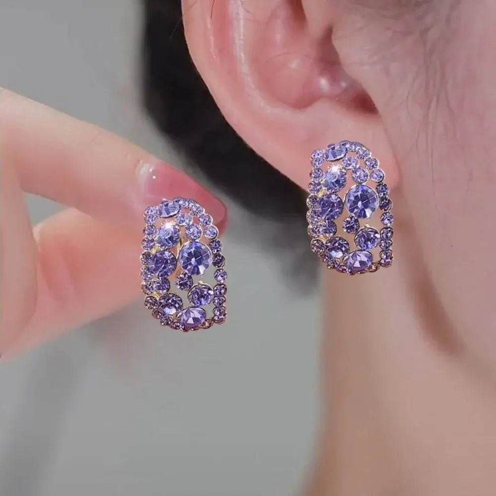 Sterling Alloy Diamond Hoop Earrings – Mother's Day Gift