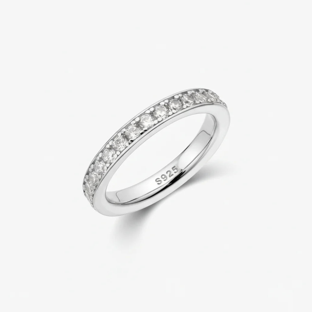 Sterling Silver Bead Ring with Polished Band, Everyday Wear