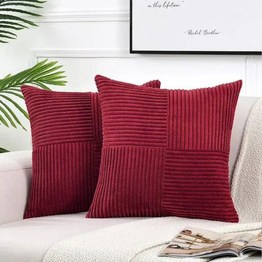 Striped Corduroy Throw Pillow Covers | Luxury Ribbed Cushion Cases