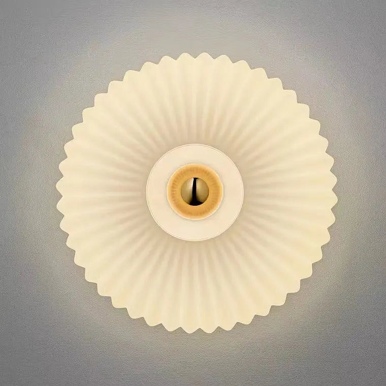 Striped Round Disc Glass Wall Sconce | Nordic Vintage Style Light