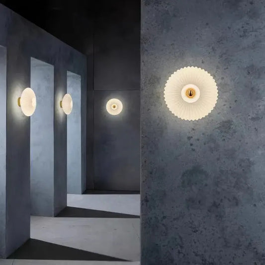Striped Round Disc Glass Wall Sconce | Nordic Vintage Style Light