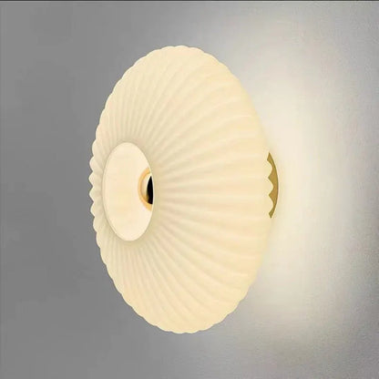 Striped Round Disc Glass Wall Sconce | Nordic Vintage Style Light