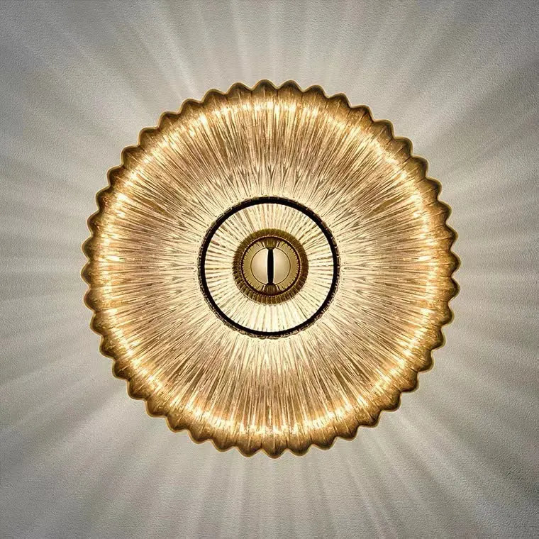 Striped Round Disc Glass Wall Sconce | Nordic Vintage Style Light