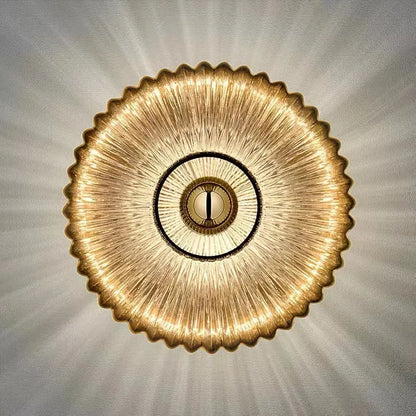 Striped Round Disc Glass Wall Sconce | Nordic Vintage Style Light