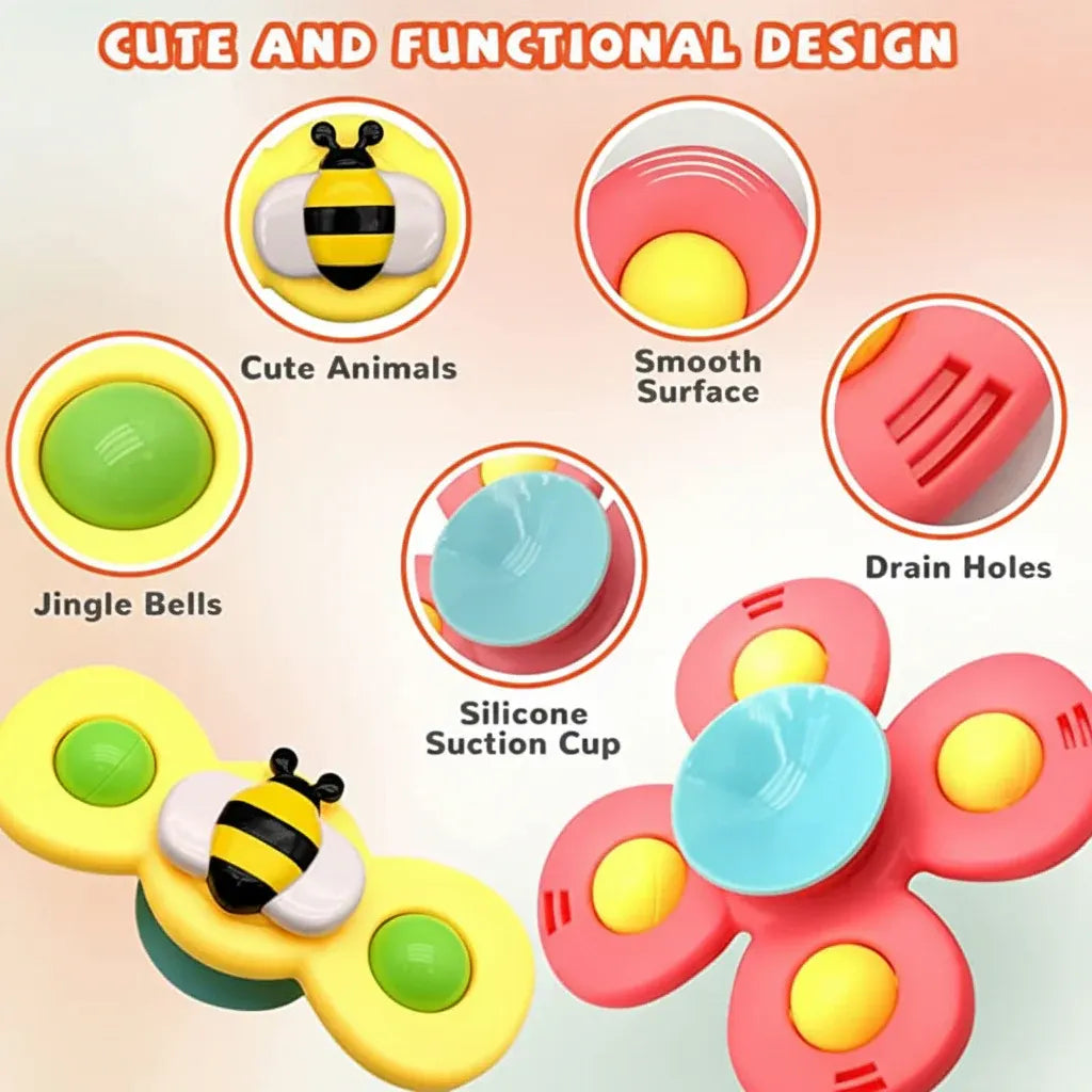 Suction Spinner Sensory Toy for Baby Bath Time & High Chair