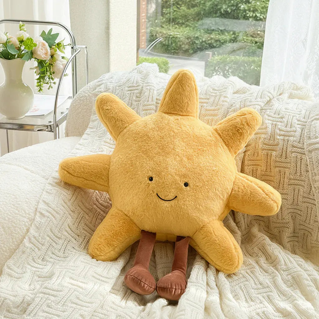 Sun Moon Velvet Cushion Cover Decorative Plush Throw Pillow