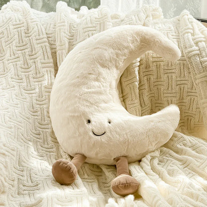Sun Moon Velvet Cushion Cover Decorative Plush Throw Pillow