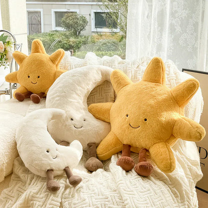 Sun Moon Velvet Cushion Cover Decorative Plush Throw Pillow
