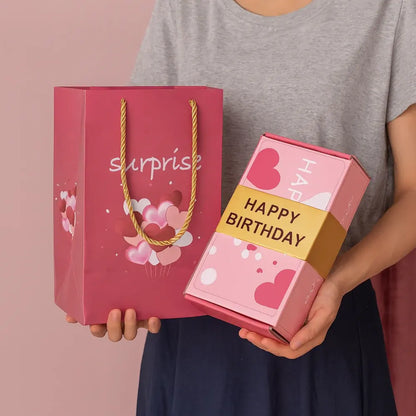 Surprise Pop-Up Celebration Card Set with Gift Message Holder Box