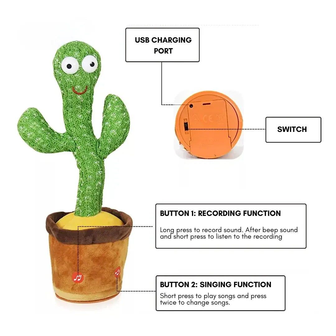 Talking Singing Cactus Plush Interactive Dancing Toy