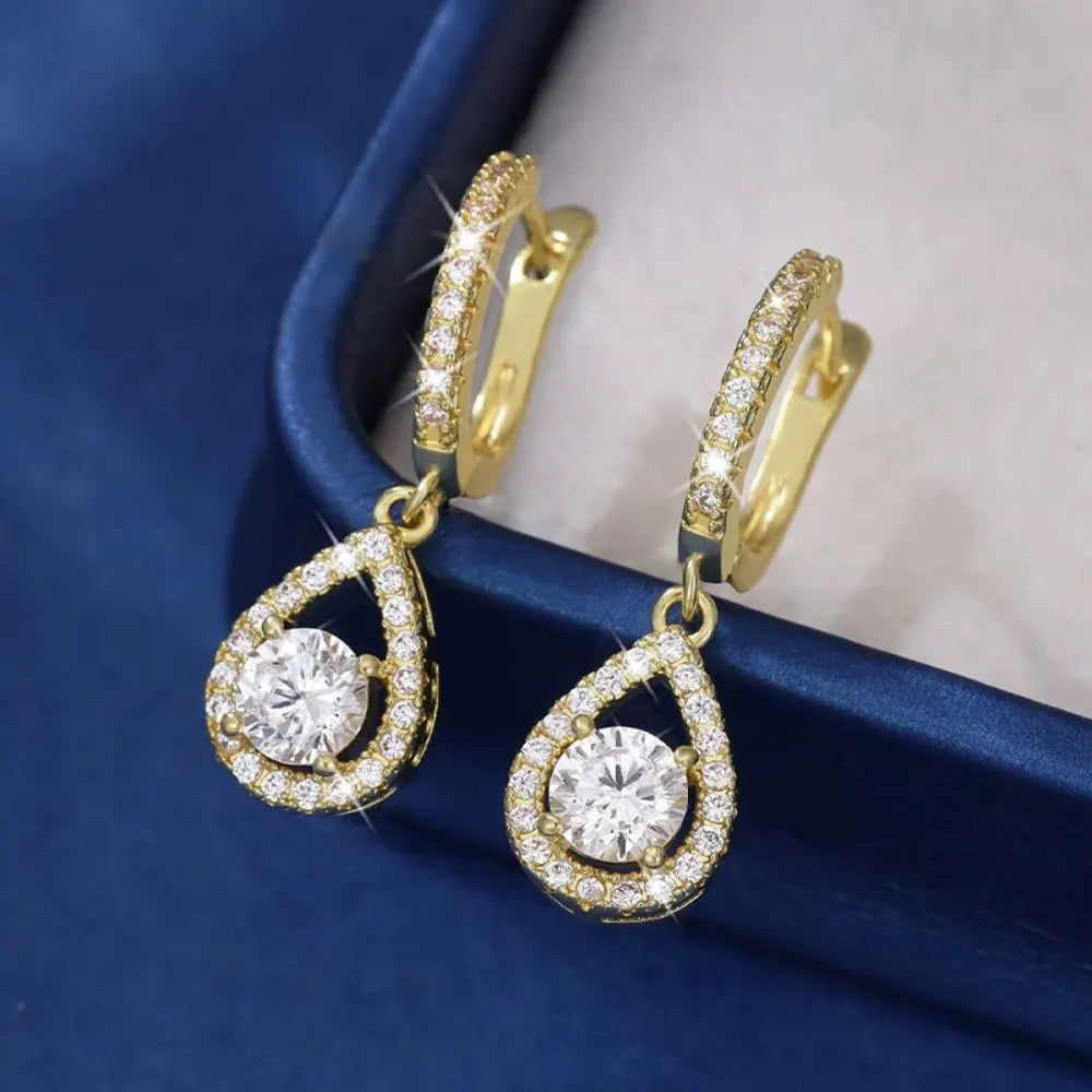 Teardrop Zircon Hoop Dangle Earrings – Mother's Day Gift