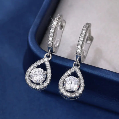 Teardrop Zircon Hoop Dangle Earrings – Mother's Day Gift