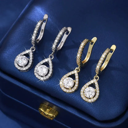 Teardrop Zircon Hoop Dangle Earrings – Mother's Day Gift