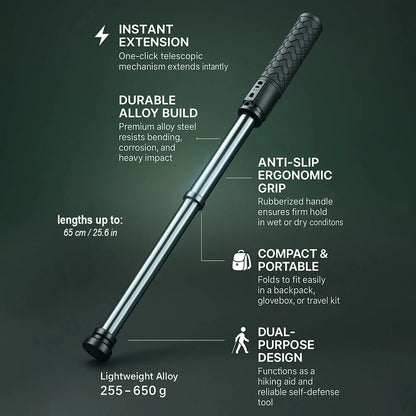 Telescopic Alloy Walking Stick Adjustable Hiking Pole for Outdoor Stability Support