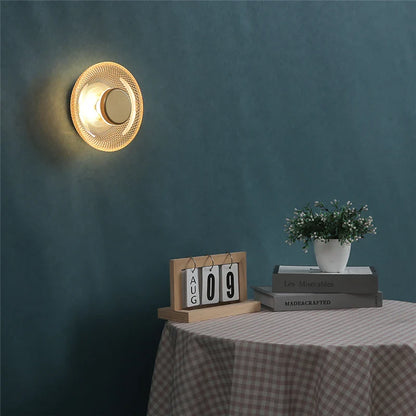 Textured LED Disc Wall Sconce with Colored Glass Design