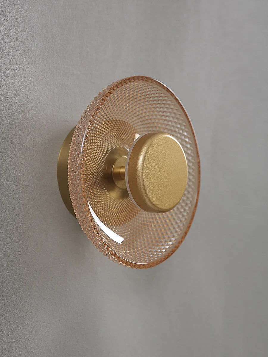 Textured LED Disc Wall Sconce with Colored Glass Design