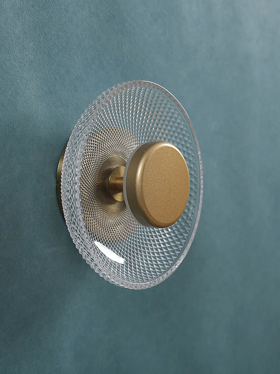 Textured LED Disc Wall Sconce with Colored Glass Design