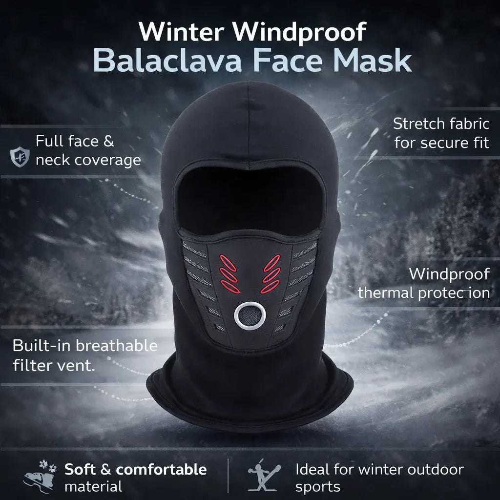Thermal Full Coverage Winter Face Mask - Windproof Cold Weather Protection