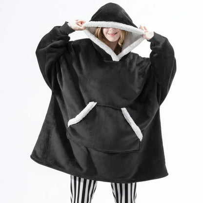 Thick Hooded Wearable Blanket - Cozy Warm Cloak