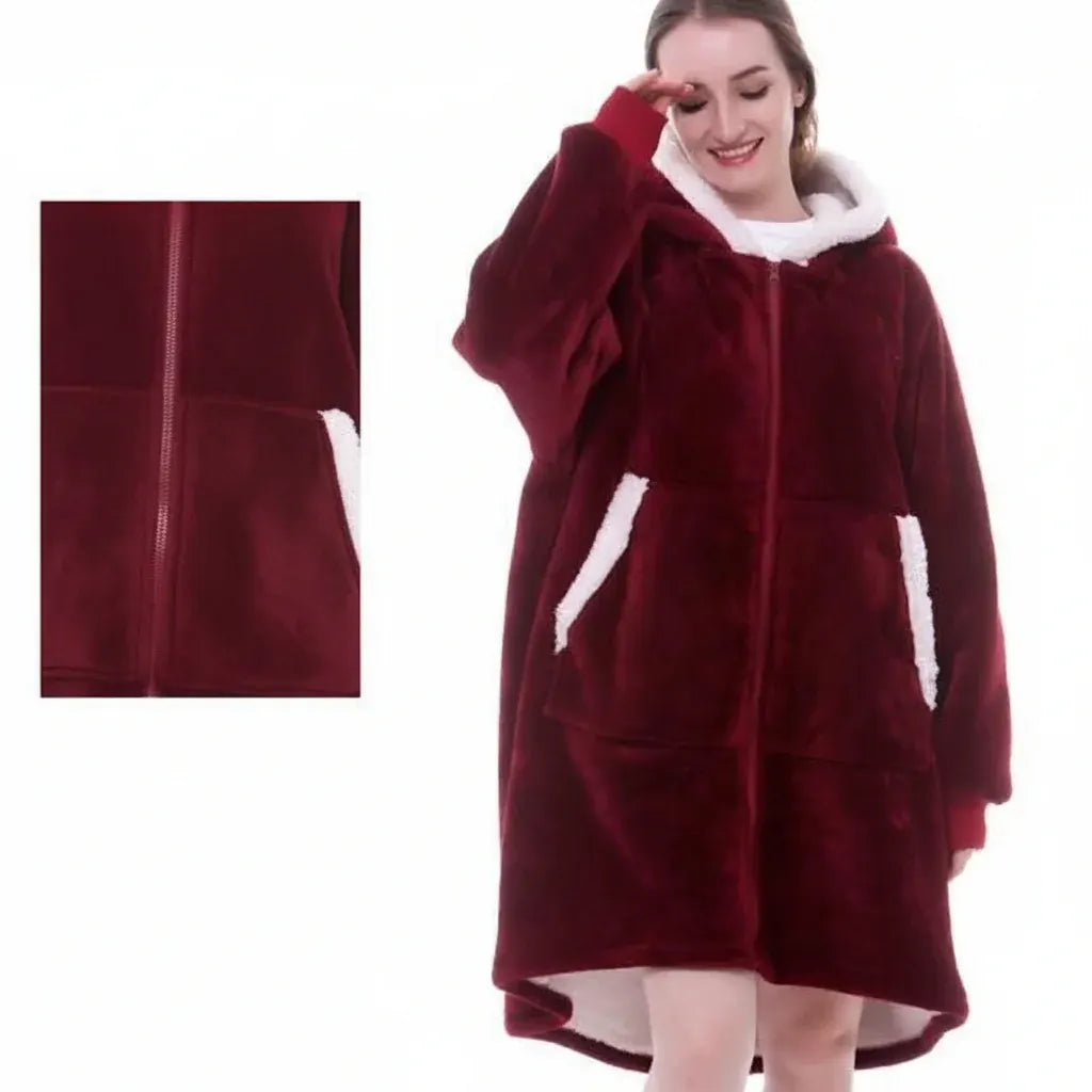 Thick Hooded Wearable Blanket - Cozy Warm Cloak