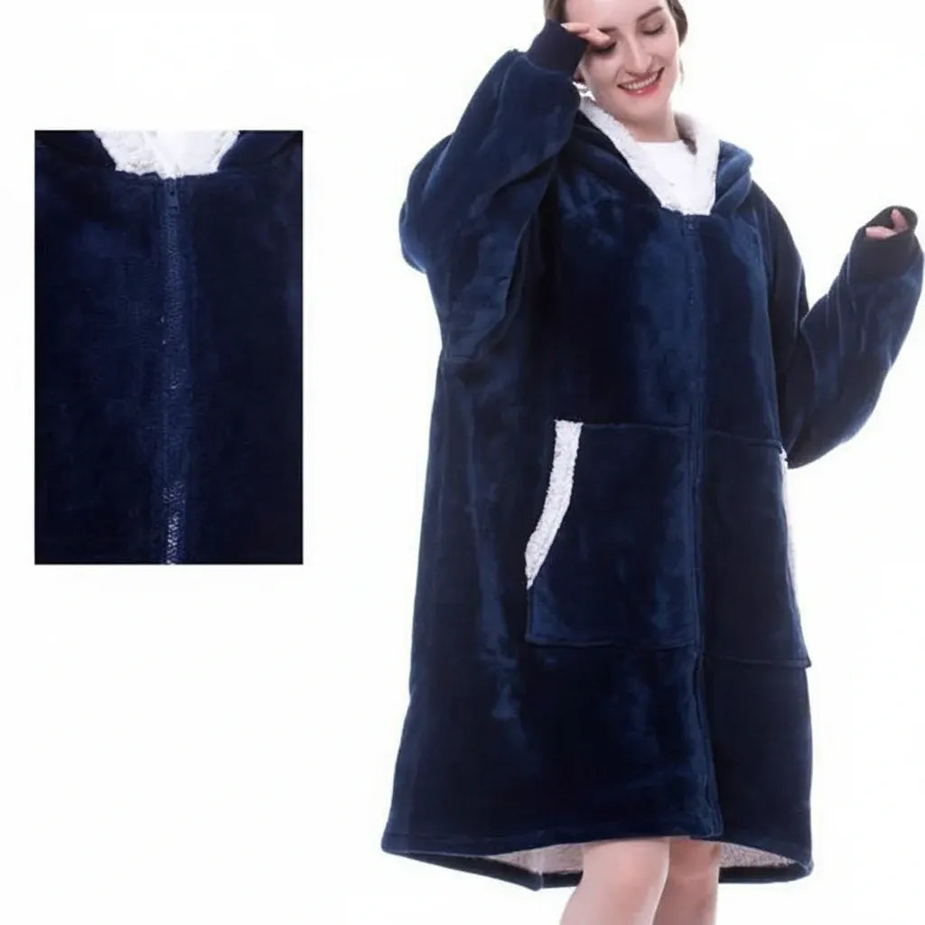Thick Hooded Wearable Blanket - Cozy Warm Cloak