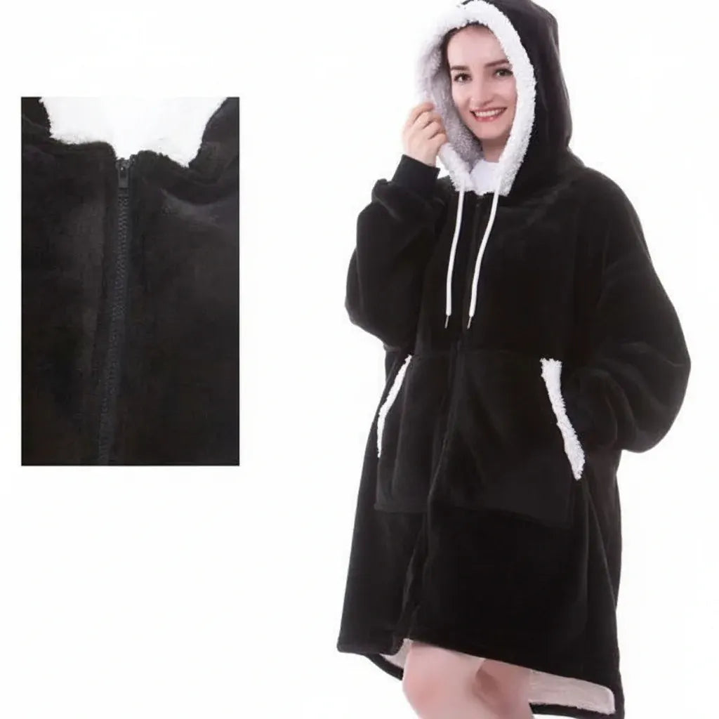 Thick Hooded Wearable Blanket - Cozy Warm Cloak