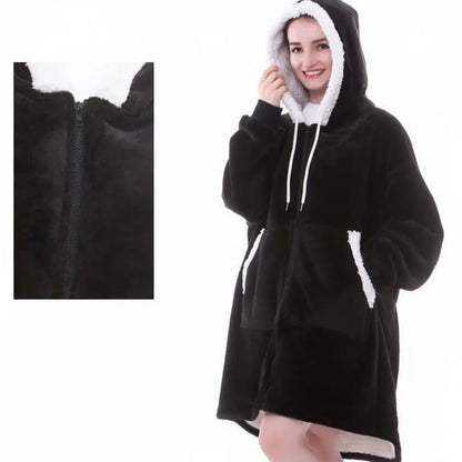 Thick Hooded Wearable Blanket - Cozy Warm Cloak