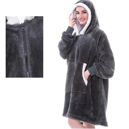 Thick Hooded Wearable Blanket - Cozy Warm Cloak