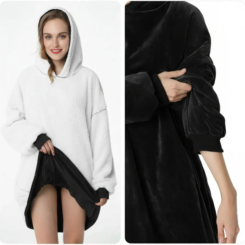 Thick Hooded Wearable Blanket - Cozy Warm Cloak
