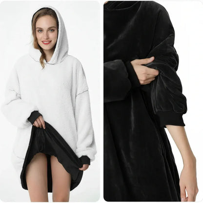 Thick Hooded Wearable Blanket - Cozy Warm Cloak