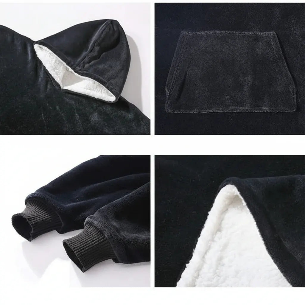 Thick Hooded Wearable Blanket - Cozy Warm Cloak