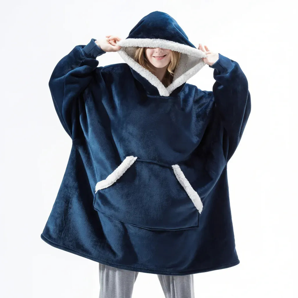 Thick Hooded Wearable Blanket - Cozy Warm Cloak