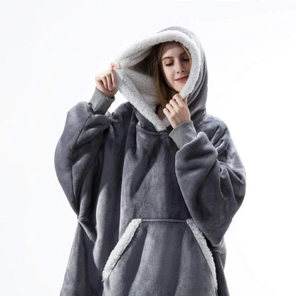 Thick Hooded Wearable Blanket - Cozy Warm Cloak