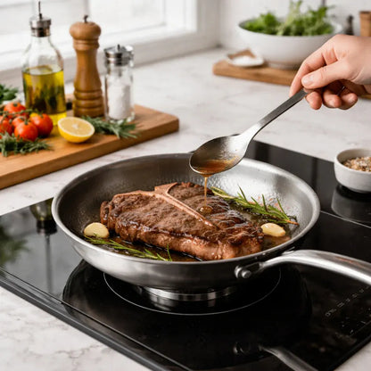 Titanium-Coated Skillet for High-Heat Cooking