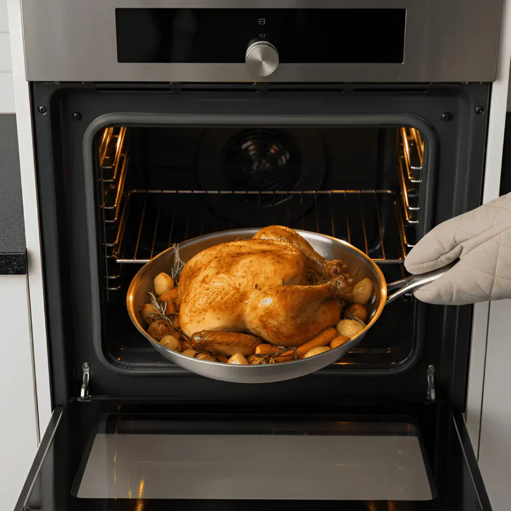 Titanium-Coated Skillet for High-Heat Cooking