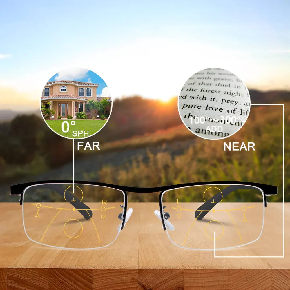Titanium Frame Progressive Photochromic Eyewear for Reading