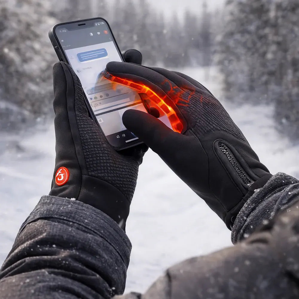 Touchscreen-Compatible Heated Winter Gloves for Outdoor Use