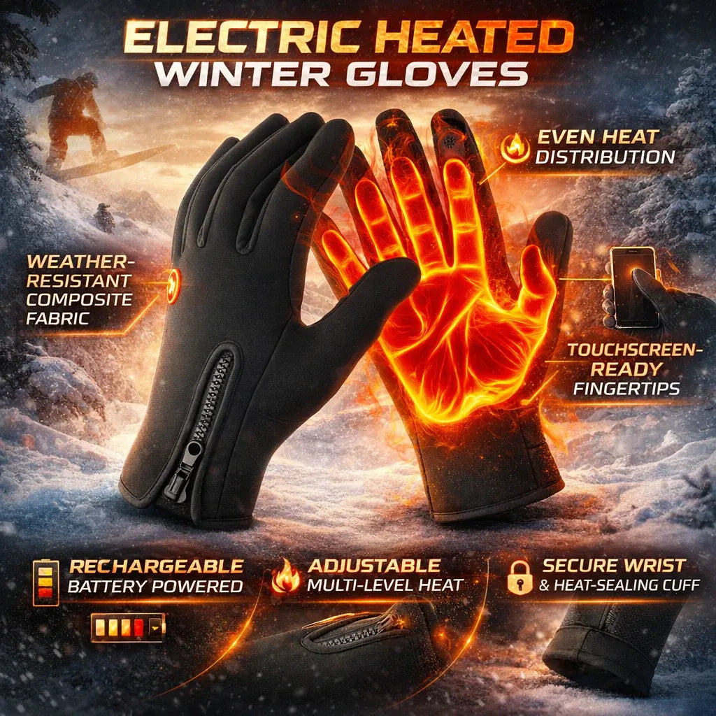 Touchscreen-Compatible Heated Winter Gloves for Outdoor Use