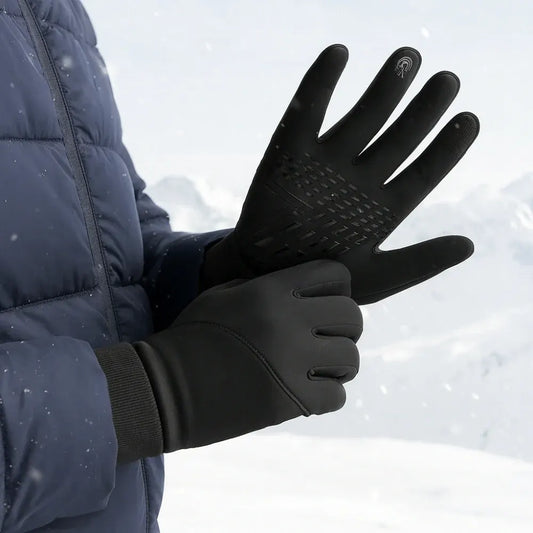 Touchscreen Winter Thermal Gloves with Grip Design for Outdoor Use