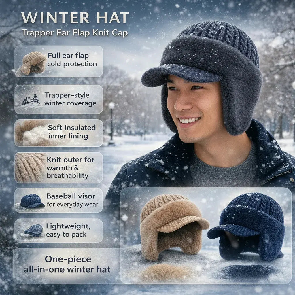 Trapper Ear Flap Winter Knit Cap