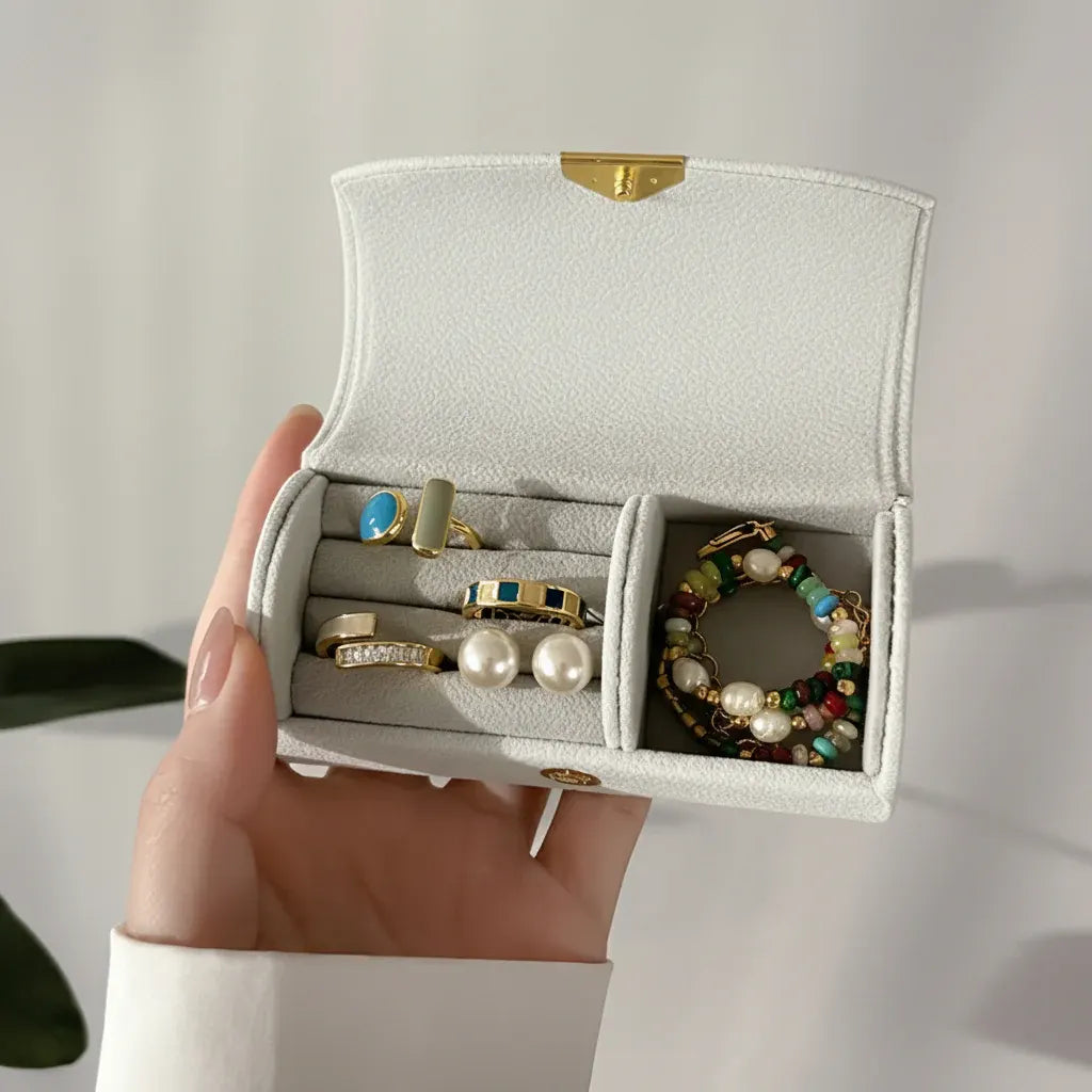Travel Jewelry Organizer Case with Snap Closure - Mother's Day Gift