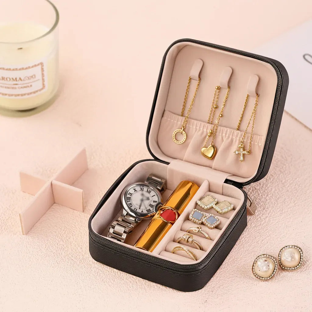 Travel Jewelry Organizer Case with Zipper Closure - Mother's Day Gift